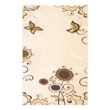 Cute and Brown Flowers Stationery