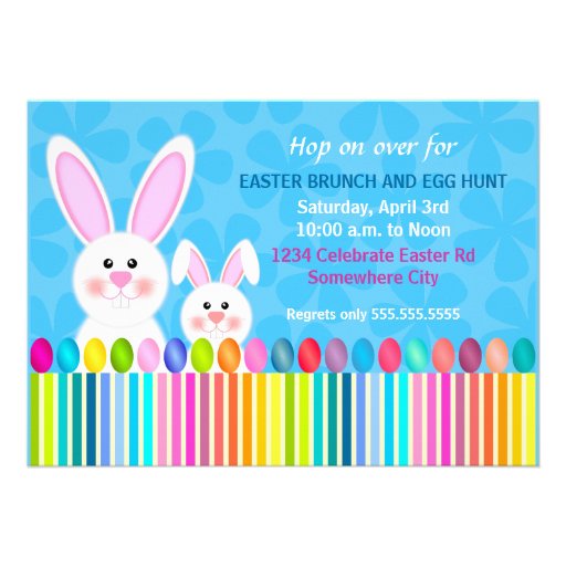 Cute and Colorful Easter Bunny Invitation (front side)