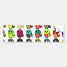 Cute and Colorful Owls Bumper Stickers