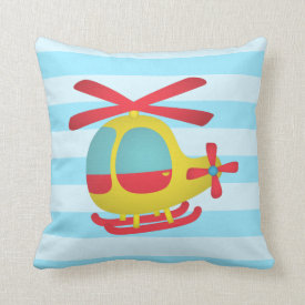Cute and Colourful Helicopter for Kids Room Throw Pillows
