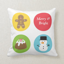 Cute and Colourful Merry Christmas Throw Pillows