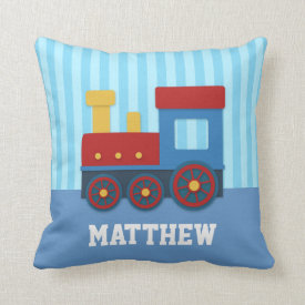 Cute and Colourful Train for Boys Bedroom Throw Pillow