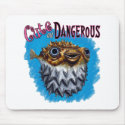 Cute And Dangerous Puffer Fish Blue mousepads by tshirtdart Cute And Dangerous Puffer Fish Blue mousepads