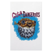 Cute And Dangerous Puffer Fish Blue Stationery