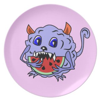 Cute and Fluffy Toothy Monster  Plate