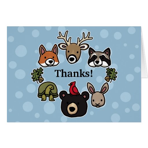 Cute and Friendly Forest Animals Thank You Card Zazzle