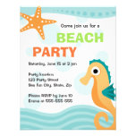 Cute and fun seahorse beack party invitation