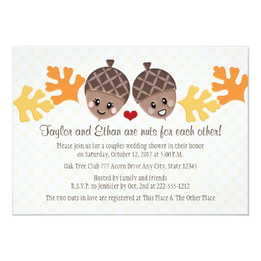 humorous wedding shower invitations and acorn couples wedding shower 5 quot x 7 humorous wedding shower invitations and acorn couples wedding shower 5 quot x 7