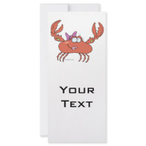 cute and funny girly girl crab character rack cards