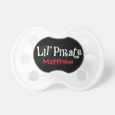 Cute and funny little lil pirate custom name BooginHead pacifier