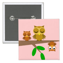 cute and funny owls button