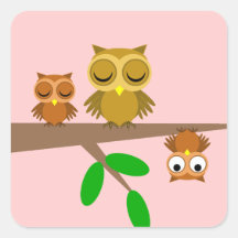 cute and funny owls square stickers