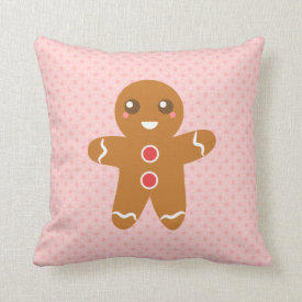 Cute and Happy Gingerbread Man for Christmas Pillow