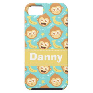 Cute and Happy Monkey, Bananas and Stars Pattern