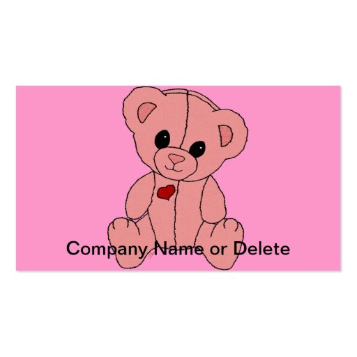 Cute and Happy Pink Teddy Bear Business Card Templates (back side)