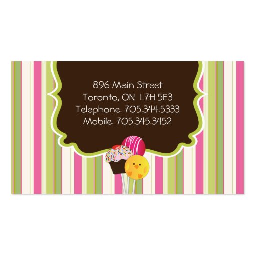 Cute and Playful Cake Pops Business Cards (back side)