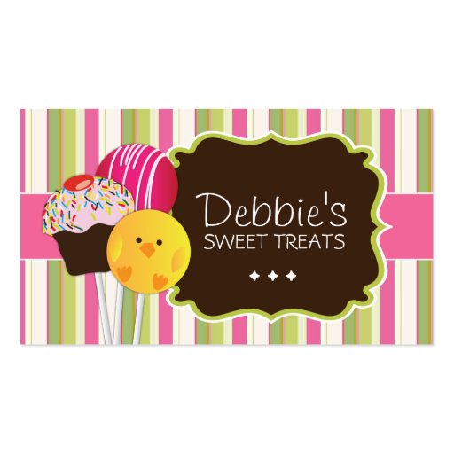 Cute and Playful Cake Pops Business Cards