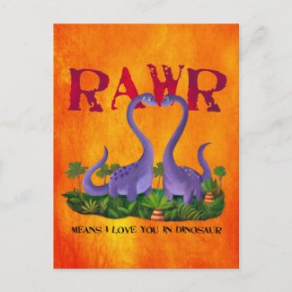 Cute and Romantic Dinos - Rawr Postcards