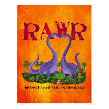 Cute and Romantic Dinos - Rawr Postcards