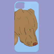 Cute and Sad Pit Bull's Portrait - Line Art casemate cases