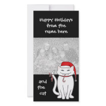 Cute and sassy Christmas white kitty Photo Greeting Card