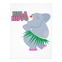 cute and silly luau hula hippo announcements