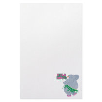 cute and silly luau hula hippo customized stationery