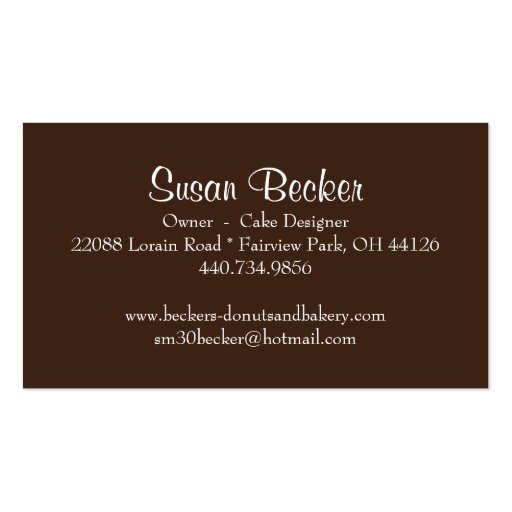 Cute and Whimsical Bakery Business Card (back side)