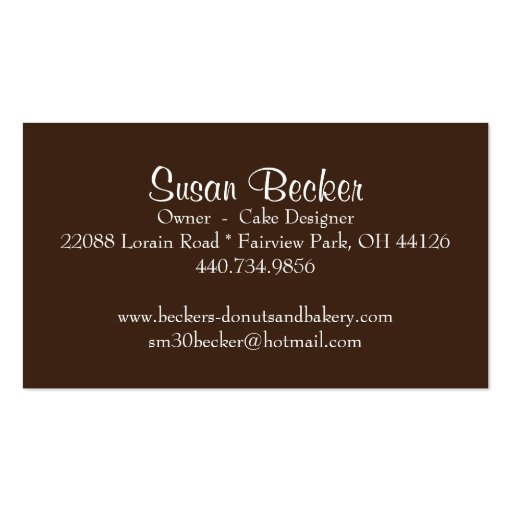 Cute and Whimsical Bakery Business Card (back side)