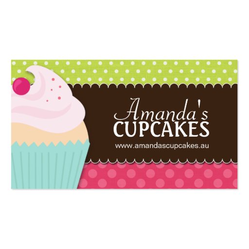 Cute and Whimsical Cupcake Bakery Business Cards (front side)