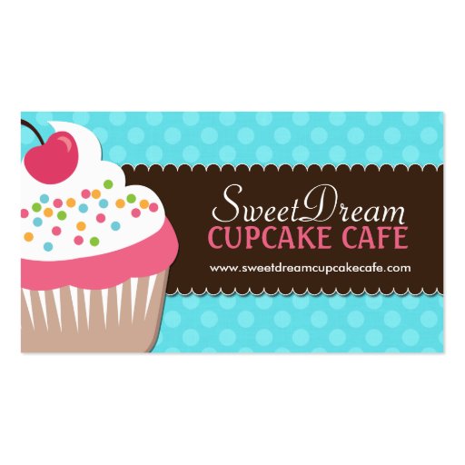 Cute and Whimsical Cupcake Bakery Business Cards (front side)