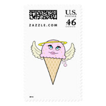 cute angel ice cream cone cartoon stamp