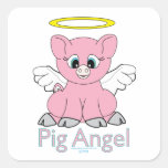 Cute Angelic Pig Square Stickers