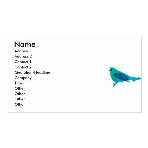 Cute Animal Design with Bluebird Art Business Card Templates (front side)