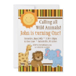 Cute Animal Safari Birthday Party Invitation