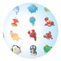 Cute-Animals cartoons adorable happy fun sweet Round Stickers