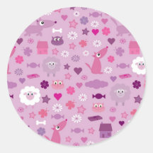 Cute Animals & Fun Stuff For Girls Lilac Stickers