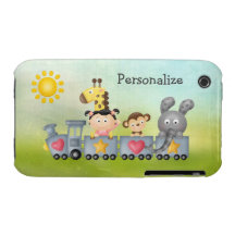 Cute Animals & Girl on Train Case-Mate iPhone 3 Cases