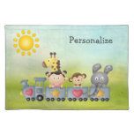 Cute Animals & Girl on Train Placemat