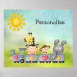 Cute Animals & Girl on Train Posters