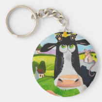 Cute animals painting Cow cat sheep frog keychains