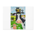 Cute animals painting Cow cat sheep frog Postcards