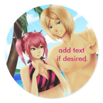 Cute anime couple on vacation stickers