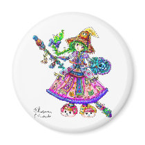 Cute Anime Witch Kawaii Halloween Magic Spell Fridge Magnets