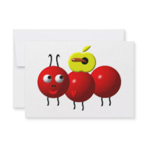 Cute ant with apple invite