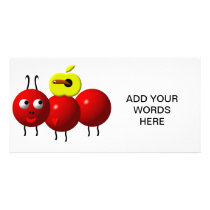 Cute ant with apple photo card