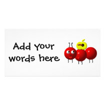 Cute ant with apple personalized photo card
