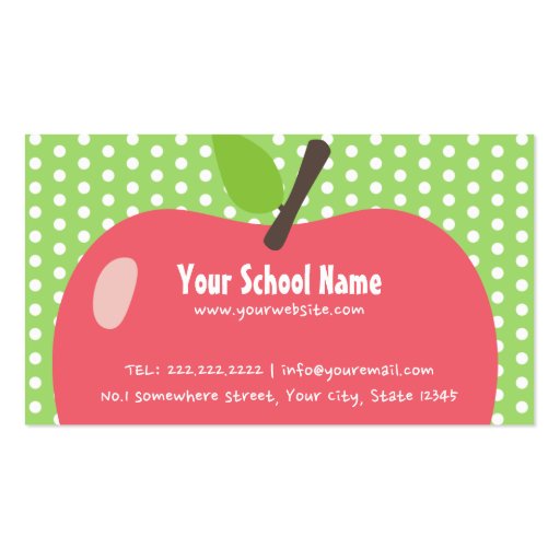 Cute Apple Childcare/School Business Card (front side)