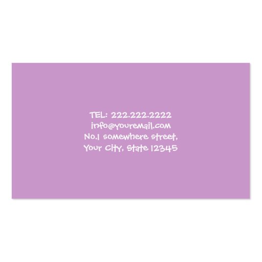 Cute Apple Lavender Dots Teacher Business Card (back side)