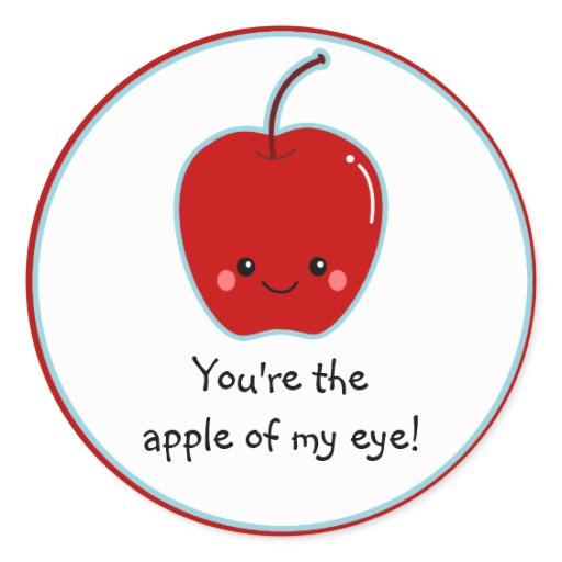 Cute Apple of My Eye Cartoon Classic Round Sticker Zazzle